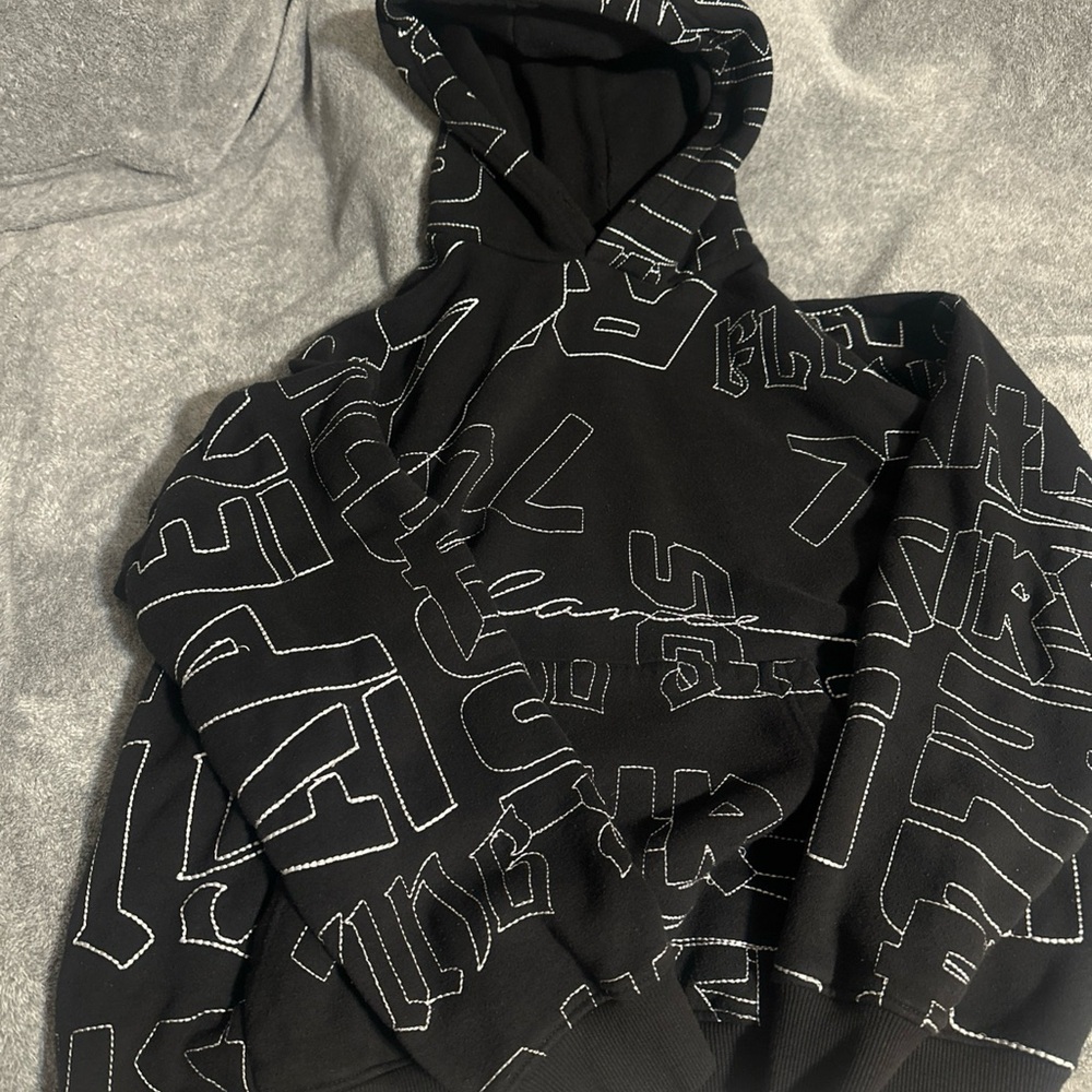 Just Black Graphic Black and White Hoodie Cardigan